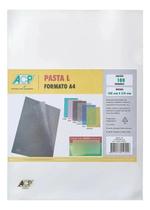 Kit 100 Pastas Em L A4 Acp Protetor Documentos Transparente