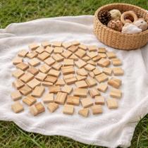 Kit 100 Peças Bloquinhos Formas Geométricas Madeira Retalhos
