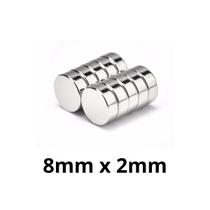 Kit 100 Peças Imã Neodímio Disco Magnético N35 8 x 2 mm Super Forte Potente Redondo Kit 100 Peças Imã Neodímio Disco Magnético N35 8 x 2 mm Super Forte Potente Redondo