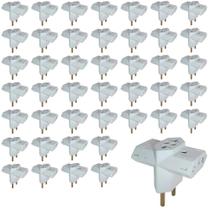 Kit 100 Pino Adaptador Benjamin 3 Saidas Branco 250V