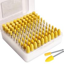 Kit 100 Ponta Montada Rebolo Amarelo Haste 3Mm Para Retífica