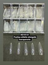 Kit 100 postica stiletto alongada leitosa-transparente-131 - J&L NAIL