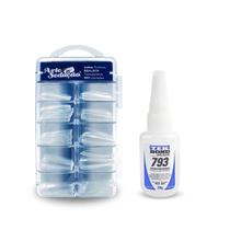 Kit 100 Postiças Realista Transparente + Cola Tek Bond 793