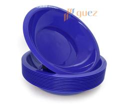 Kit 100 prato escolar azul bic 600ml em polipropileno merenda lanches Kit 100 prato escolar azul bic 600ml em polipropileno merenda lanches