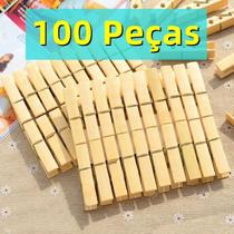Kit 100 Prendedores Pregadores Roupa Bambu Alta Durabilidade