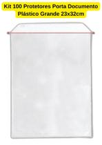 Kit 100 Protetores Porta Documento Plástico Grande 23x32cm Para Certidão, Certificado e Folhas A4 e Ofício