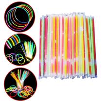 Kit 100 Pulseiras Neon Alto Brilho Fluorescente Para Festa Balada Debutante Decoração XU1 Kit 100 Pulseiras Neon Alto Brilho Fluorescente Para Festa Balada Debutante Decoração XU1