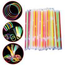 Kit 100 Pulseiras Neon Alto Brilho Fluorescente Para Festa Balada Debutante Decoração - XU1