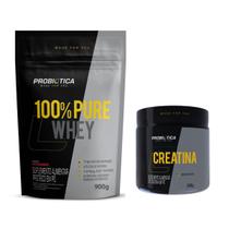 Kit 100% Pure Whey Probótica Refil 900g + Creatina 300g