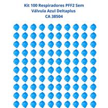Kit 100 Respirador PFF2 Sem Válvula Alta Filtragem Azul Deltaplus CA 38504 Kit 100 Respirador PFF2 Sem Válvula Alta Filtragem Azul Deltaplus CA 38504