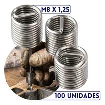 Kit 100 Rosca Postiça Helicoil M8 X 1,25 X 2D Leminos