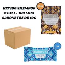 Kit 100 Sabonete 10G+ 100 Shampoo 2X1 Motel Hotel Spa Doação