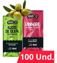 Kit 100 Sache De Azeite De Oliva E Vinagre Para Restaurante Delivery