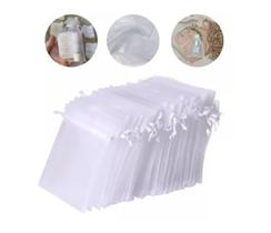 Kit 100 Saco Organza Tule 11x17 cm Saquinho Branco