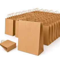 Kit 100 Sacolas de Papel Kraft Resistentes 25x12x30cm com Alça Torcida Reforçada Ideal para Lojas Presentes Eventos e Lembrancinhas Kit 100 Sacolas de Papel Kraft Resistentes 25x12x30cm com Alça Torcida Reforçada Ideal para Lojas Presentes Eventos e Lembrancinhas