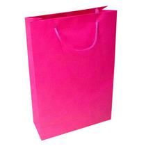 Kit 100 Sacolas Papel Rosa Pink 25X17X6Cm Bolsa Lembrancinha