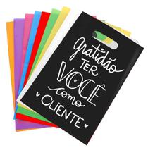 Kit 100 Sacolas Plástica Personalizada Gratidão Boca Palhaço 30x40 - ONYONSTORE