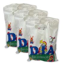Kit 100 Sacolinhas Plástica Branca Dia das Crianças 30x20cm Kit 100 Sacolinhas Plástica Branca Dia das Crianças 30x20cm