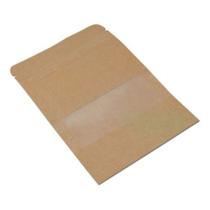 Kit 100 Sacos Kraft C/ Zip Lock Visor Stand Up Pouch 14x20cm