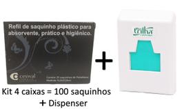 Kit 100 Sacos Para Descarte de Absorventes + 01 Dispenser - CESWAL