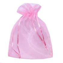 Kit 100 Saquinho Saco Organza 07x09 Rosa Lembrancinha