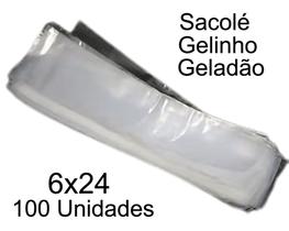 Kit 100 Saquinhos 6x24 para Geladão/Gelinho/Sacolé - Sacos de Gelinho
