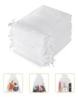 Kit 100 Saquinhos Organza Tule Branco Saco Decorativo Embalar Lembrancinhas Presentes Brindes Festa