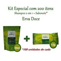 Kit 100 Shampoo 2 Em 1 E Sabonete Erva Doce Motel Hotel Spa - Estoril Cosméticos