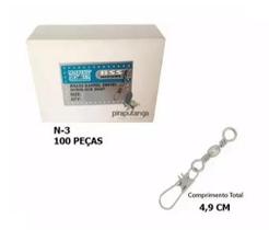 Kit 100 Snap Pesca Com Girador Marine Sports N-3 Nickel