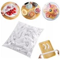 Kit 100 Tampa Plastica Para Alimentos Capa Pelicula Protetora Ajustável C/ Elástico
