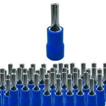 Kit 100 terminais pre isolado pino 16mm azul sibratec