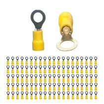 Kit 100 Terminal Olhal Pré-isolado Amarelo 4,0mm A 6,0mm M6