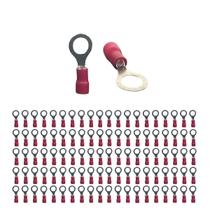 Kit 100 Terminal Olhal Pré-isolado Vermelho 0,5mm A 1,5mm M6 100 Pçs