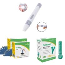 Kit 100 Tiras Glicemia +100 Lancetas + 1 Lancetador Bioland Kit 100 Tiras Glicemia +100 Lancetas + 1 Lancetador Bioland