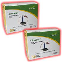 Kit 100 Tiras Glicose Bioland Fitas Medir Glicemia Diabetes Kit 100 Tiras Glicose Bioland Fitas Medir Glicemia Diabetes