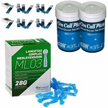 Kit 100 Tiras On Call Plus 2 + 300 Lancetas Medlevensohn