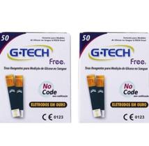 Kit 100 Tiras Reagentes G-Tech Free 1 (2 Frasco C/ 50 Tiras)