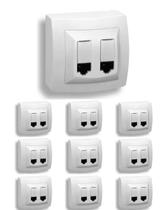 Kit 100 Tomada Sobrepor Dupla Rj45 Branca 8 Fios Sistema X Pial