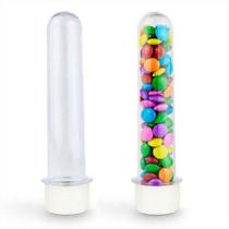 Kit 100 Tubete 12cm Acrílico P/ Personalizar tampa branca