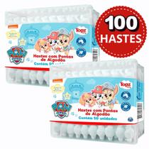 KIT 100 UND Hastes com Pontas de Algodão Topz Baby Patrulha Canina Cotonete Bebê Neném Baby 0 a 18 meses KIT 100 UND Hastes com Pontas de Algodão Topz Baby Patrulha Canina Cotonete Bebê Neném Baby 0 a 18 meses