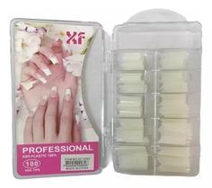 Kit 100 Unhas Postiça Tips Gel Fibra Longa Lisa Profissional