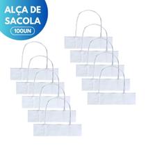 Kit 100 Unidades Alça Papel Branco Torcido Para Sacola 19X14