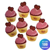 Kit 100 Unidades Cartão Mãe - Cupcake Coração
