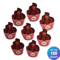 Kit 100 Unidades Cartão Mãe - Cupcake Morango