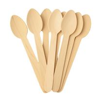 Kit 100 Unidades Colheres Descartáveis De Madeira Biodegradável 14cm