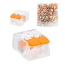 kit 100 unidades Conector De Emenda Elétrico 2 Vias Instalação Rápida De Fios