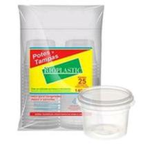 Kit 100 unidades de pote 140 ml redondo com tampa transparente