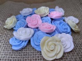 Kit 100 Unidades de Sabonete Flor - Mini Rosa COR ROSA com 1,5 cm