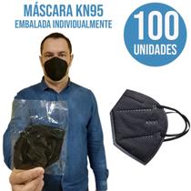Kit 100 Unidades Máscara Descartável Profissional KN95 Embalada Individualmente Cor Preta Medcombo