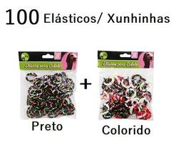 Kit 100 Unidades Mini Liga Elástico Meia Xuxinha para Prender o Cabelo Coloridas